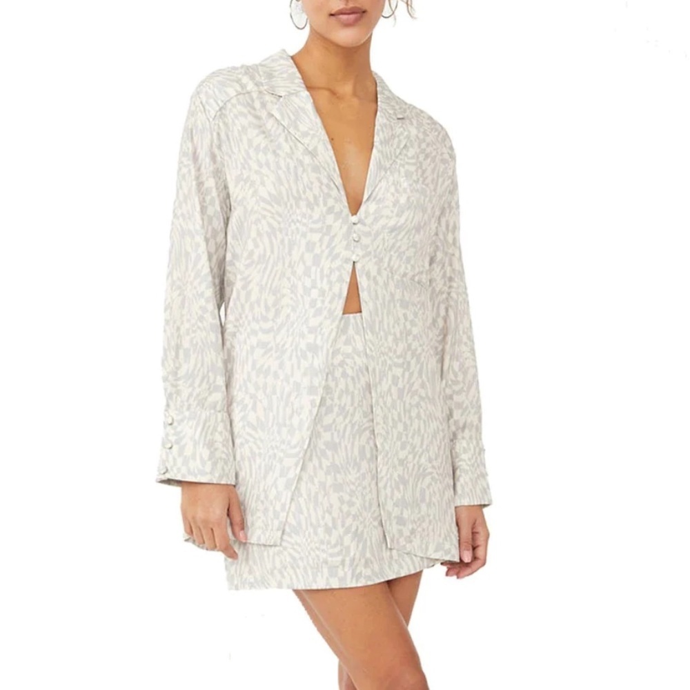 FREE PEOPLE Beatrice Satin Shirt Top Blouse